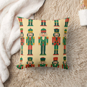 Christmas Nutcrackers on Light Throw Pillow