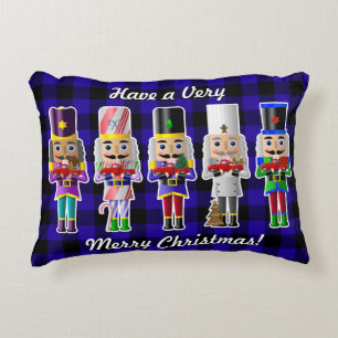 Christmas Nutcrackers with Little Red Trucks Accent Pillow