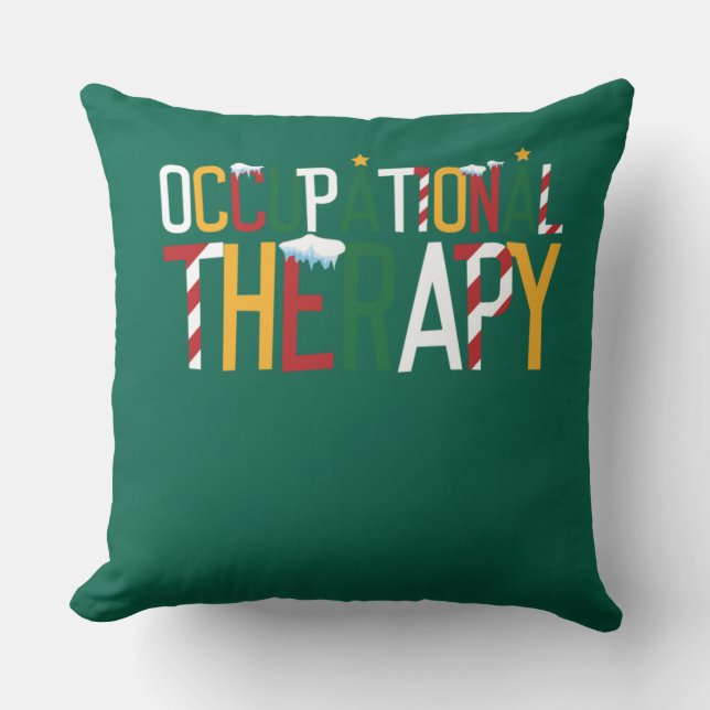Christmas Occupational Therapy Throw Pillow (Front)