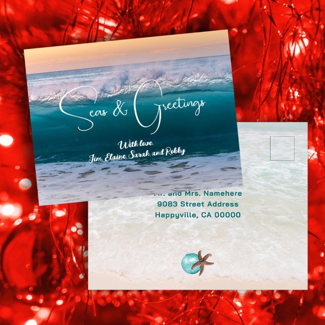Christmas Ocean Waves Seas n Cartes postales de vo (Créateur téléchargé)