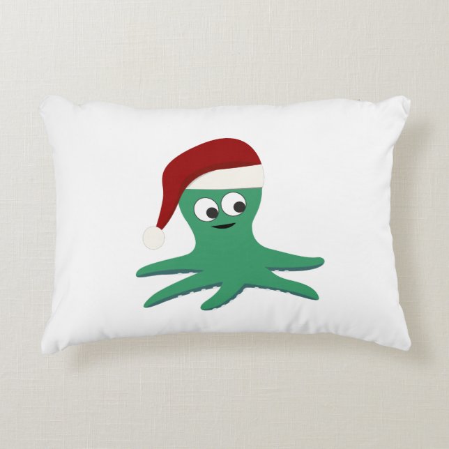 Christmas Octopus Accent Pillow (Front)