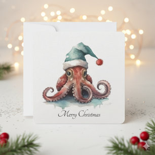 Christmas Octopus, customizable Holiday Card
