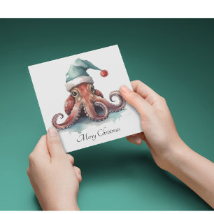 Christmas Octopus, customizable Holiday Card