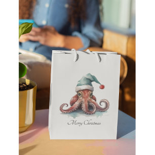 Christmas Octopus, customizable Large Gift Bag