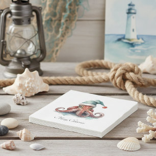 Christmas Octopus, customizable Napkin