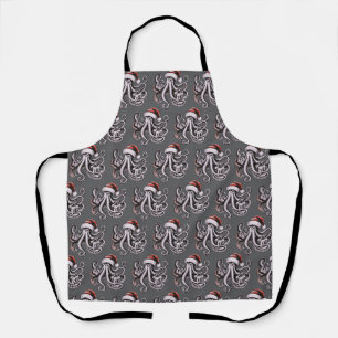 Christmas Octopus Holiday Santa Hat Xmas Apron