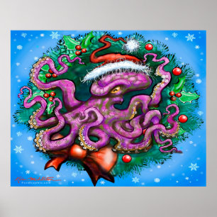 Christmas Octopus Poster
