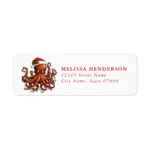 Christmas Octopus Return Address Labels