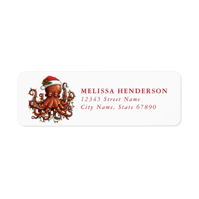 Christmas Octopus Return Address Labels (Front)