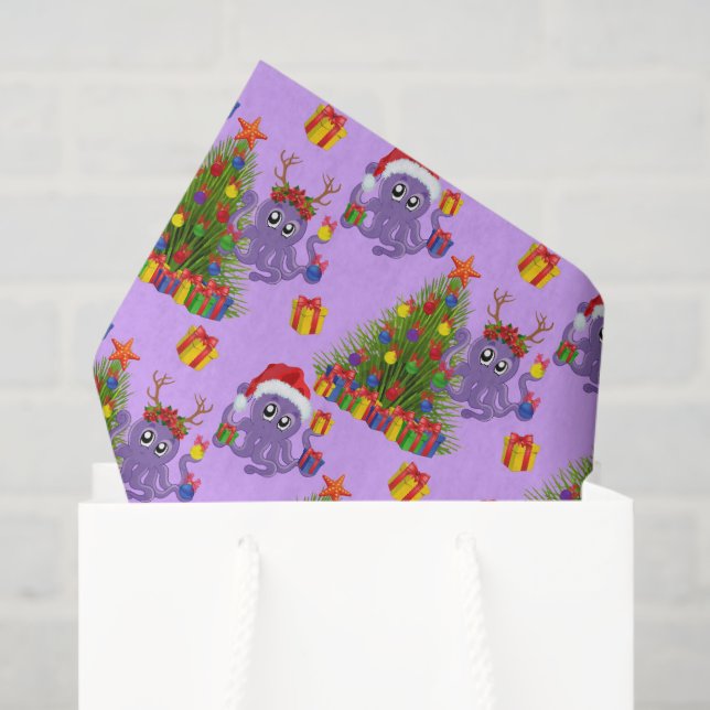 Christmas octopus seaweed tree pattern party tissue paper (Gift Bag)