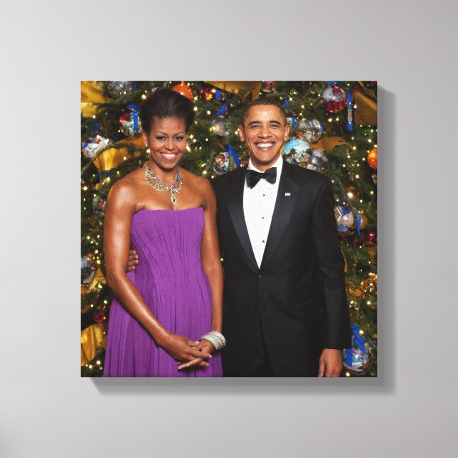 Christmas of President Barack Obama and Michelle Canvas Print (Front)