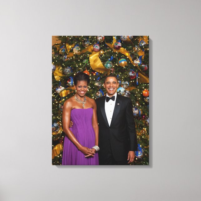 Christmas of President Barack Obama and Michelle Canvas Print (Front)