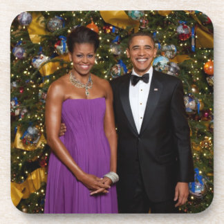Christmas of President Barack Obama and Michelle Coaster