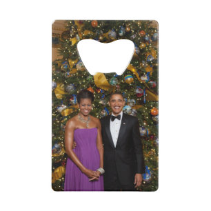 Christmas of President Barack Obama and Michelle Credit Card Bottle Opener