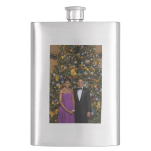 Christmas of President Barack Obama and Michelle Hip Flask
