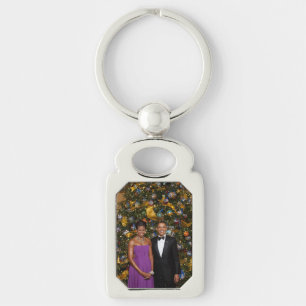 Christmas of President Barack Obama and Michelle Keychain