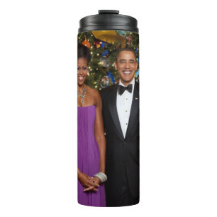 Christmas of President Barack Obama and Michelle Thermal Tumbler