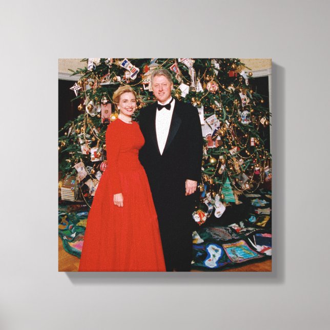 Christmas of US President Bill Clinton & Hillary  Canvas Print (Front)
