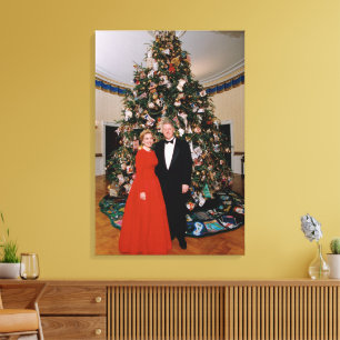 Christmas of US President Bill Clinton & Hillary  Canvas Print