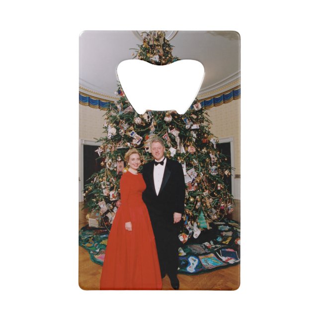 Christmas of US President Bill Clinton & Hillary  Credit Card Bottle Opener (Front)