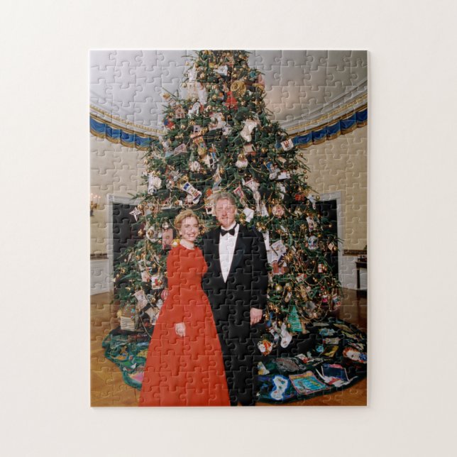 Christmas of US President Bill Clinton & Hillary  Jigsaw Puzzle (Vertical)