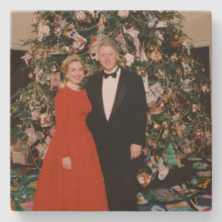 Christmas of US President Bill Clinton & Hillary Stone Coaster
