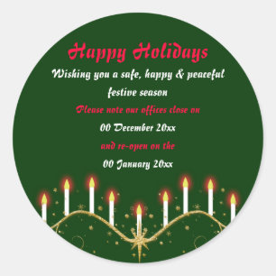 Christmas office premises closed from to peace classic round sticker