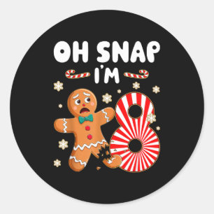 Christmas Oh Snap 8 Year Old Gingerbread Man 8th B Classic Round Sticker
