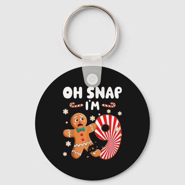 Christmas Oh Snap 9 Year Old Gingerbread Man 9th B Keychain (Front)