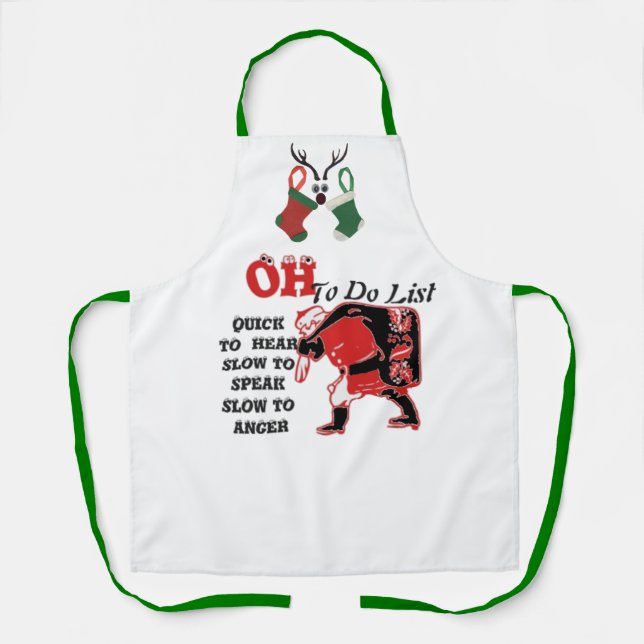 Christmas "OH To Do List" Apron - Quick to Hear Ch (Front)
