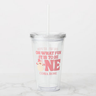 Christmas Oh What Fun First Birthday Acrylic Tumbler
