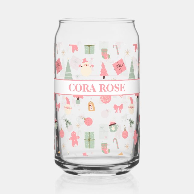 Christmas Oh What Fun First Birthday  Can Glass (Front)