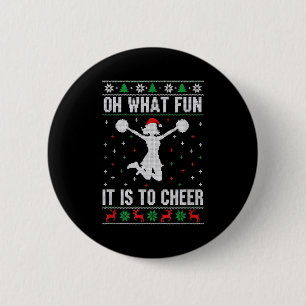 Christmas Oh What Fun It Is To Cheer - Cheerleadin 2 Inch Round Button