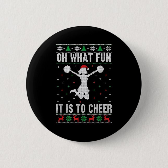 Christmas Oh What Fun It Is To Cheer - Cheerleadin 2 Inch Round Button (Front)