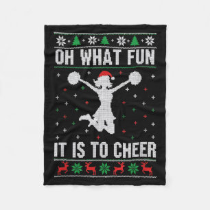 Christmas Oh What Fun It Is To Cheer - Cheerleadin Fleece Blanket