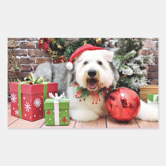 Christmas - Old English Sheepdog - Alphy Sticker (Front)