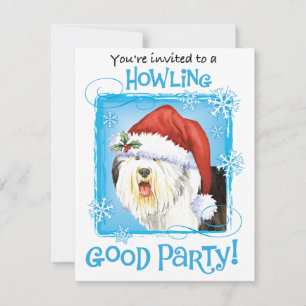 Christmas Old English Sheepdog Invitation