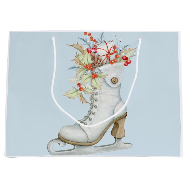 Christmas Old Fashioned Ice Skate Gift Bag (Front)