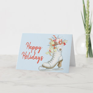 Christmas Old Fashioned Ice Skate Greeting Card