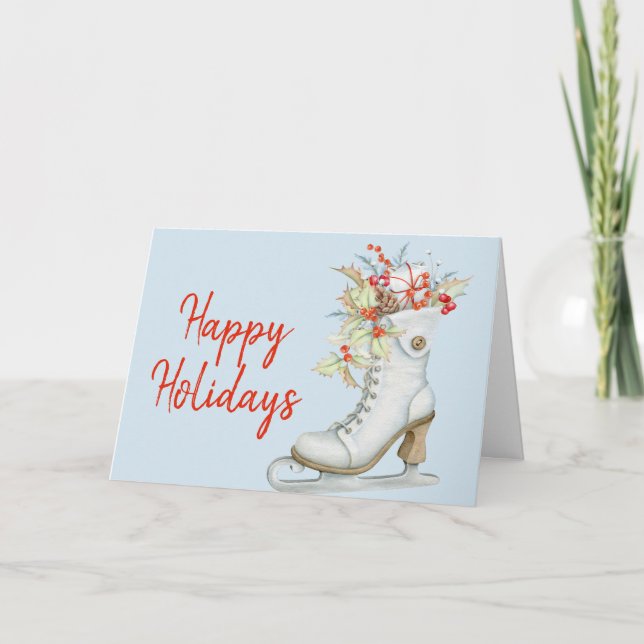 Christmas Old Fashioned Ice Skate Greeting Card (Front)
