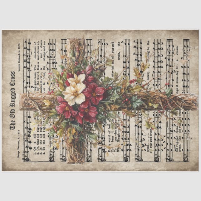 Christmas Old Rugged Cross Tissue Paper (Front)