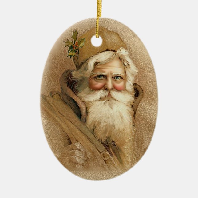 Christmas Old World Santa 2 Ceramic Ornament (Front)