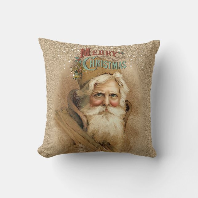 Christmas Old World Santa 2 Throw Pillow (Front)