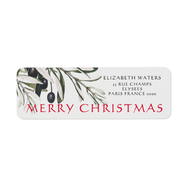 CHRISTMAS OLIVE BRANCH RETURN ADDRESS LABELS (Front)