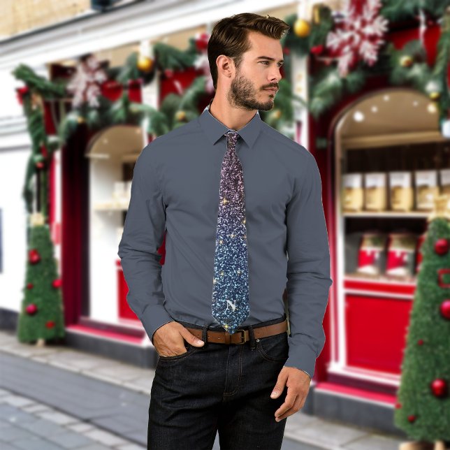 Christmas Ombre Glitter Dazzling Custom Monogram Tie (Creator Uploaded)