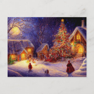 Christmas on a farm. Great Christmas tree Postcard