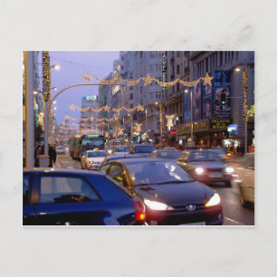 Christmas on Madrid's Gran Vía Postcard