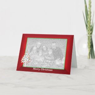 Christmas on Red (wide photo frame) Holiday Card