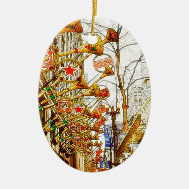 Christmas on State Street Ceramic Ornament (Front)