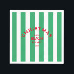 Christmas On The Beach Custom Green Cabana Stripe  Napkin<br><div class="desc">These napkins are perfect for your Christmas parties,  celebrations and gathering on the beach...  Green cabana stripes with red custom beach logo. Personalize with the beach location and year. The perfect addition to your Christmas gatherings! Matching accessories available in the Christmas On The Beach Green Cabana Stripe Collection.</div>